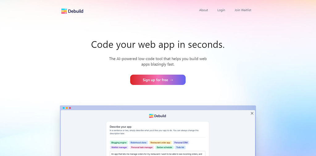 Debuild - Build web apps fast