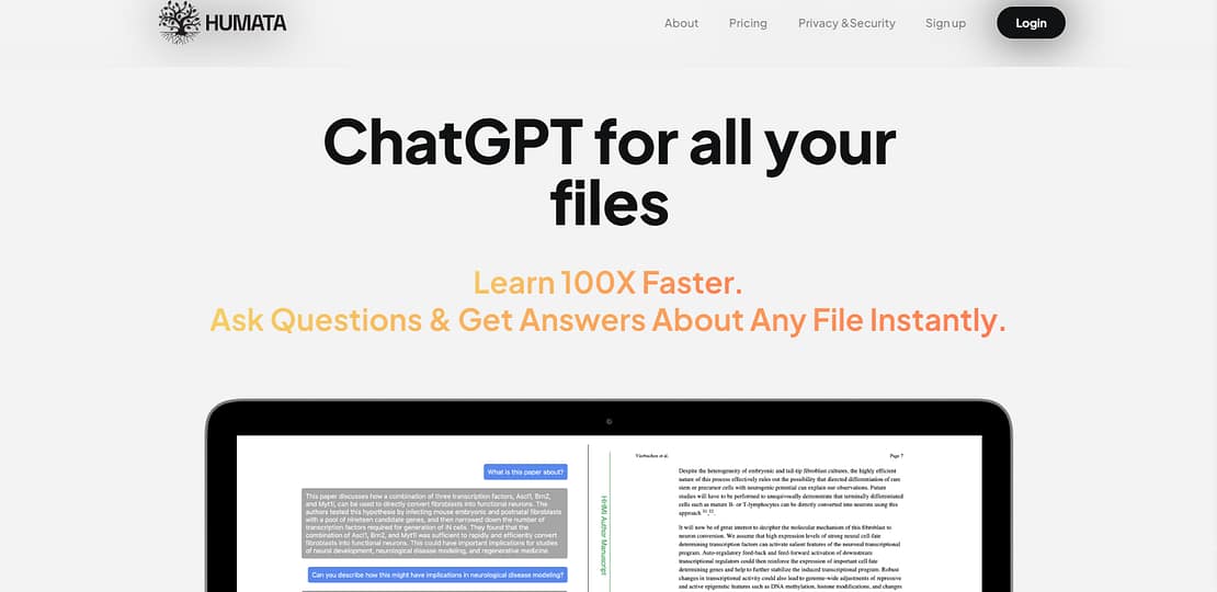 Humata – ChatGPT for all your files
